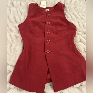 A new day Red Sleeveless Button-Up vest XS NWT